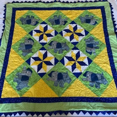Playful Elephants Baby Quilt